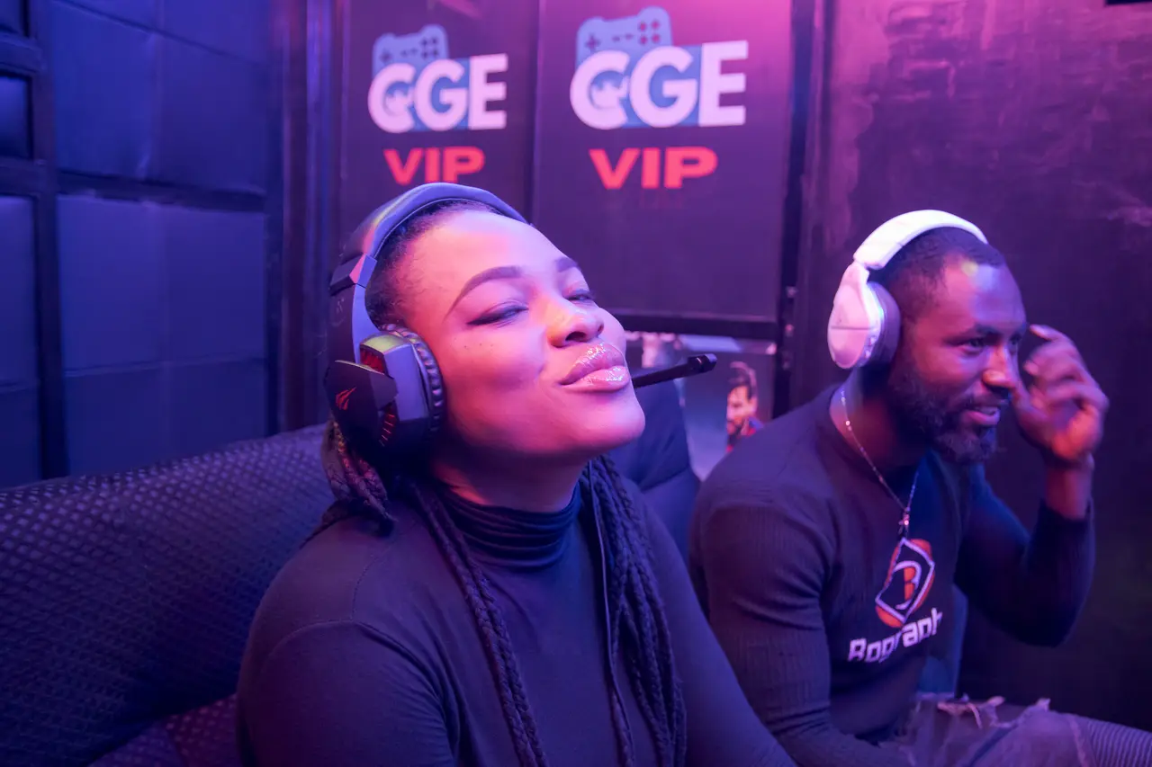 Gamers sharing a laugh at the CGE lounge